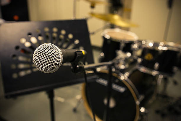 istock Close up of microphone with vintage picture style 538683839
