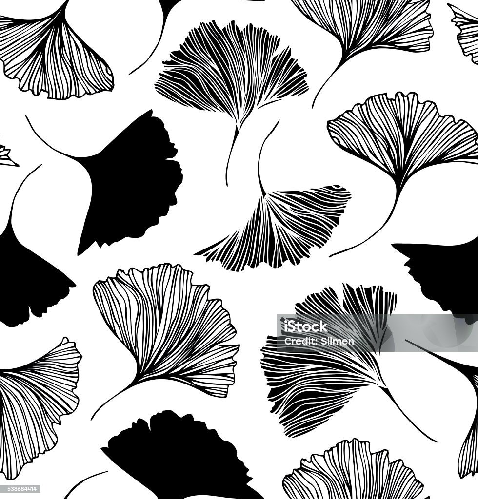 Seamless floral pattern with Ginkgo leaves. Pattern stock vector