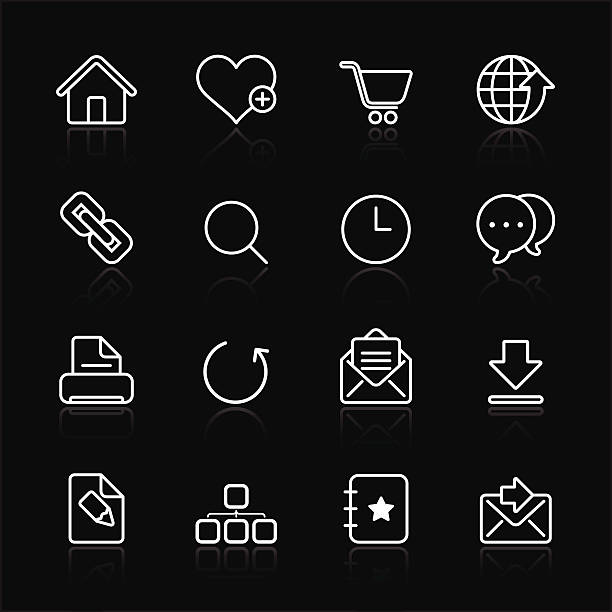 Internet and Communications - Black Simple Icons vector art illustration