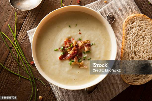 Homemade Creamy Potato And Leek Soup Stock Photo - Download Image Now - Leek Soup, Prepared Potato, 2015