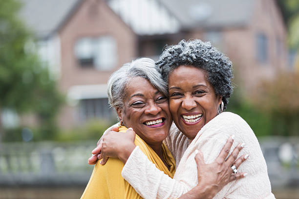 istock Senior black women embracing 538685779