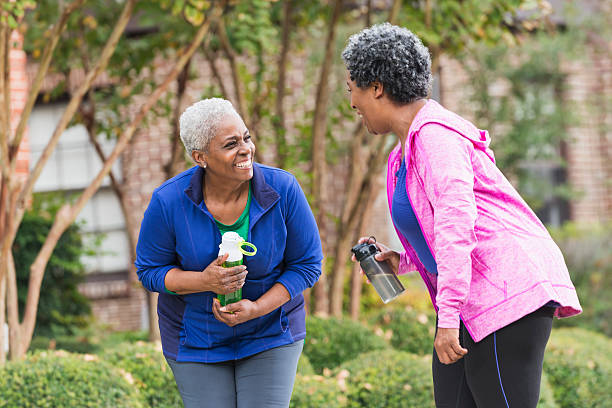 istock Two senior black women exercising together 538685797