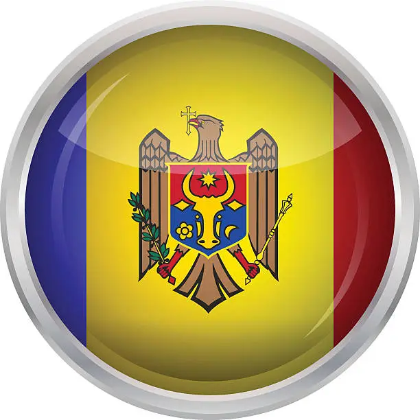 Vector illustration of Glossy Button - Flag of Moldova