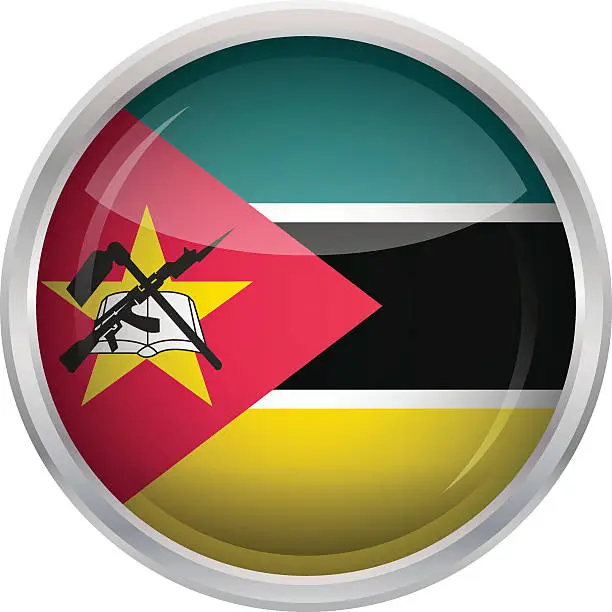 Vector illustration of Glossy Button - Flag of Mozambique