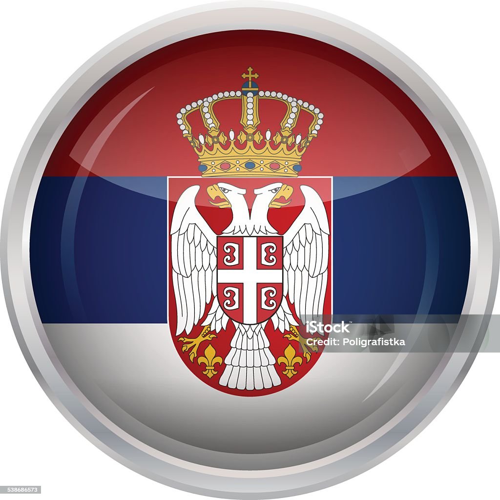 Glossy Button - Flag of Serbia 2015 stock vector