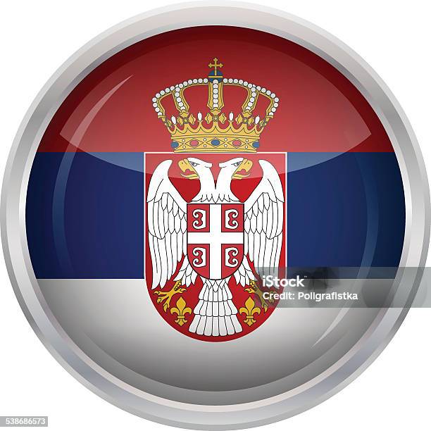 Glossy Button Flag Of Serbia Stock Illustration - Download Image Now - 2015, Border - Frame, Circle