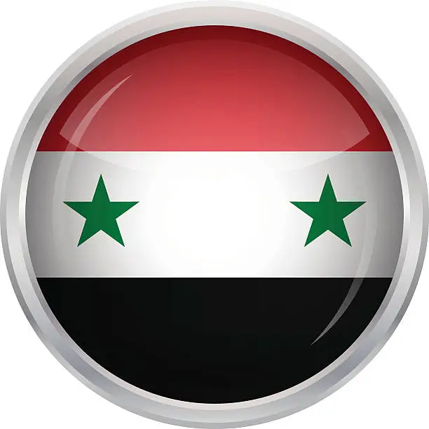 Vector illustration of Glossy Button - Flag of Syria
