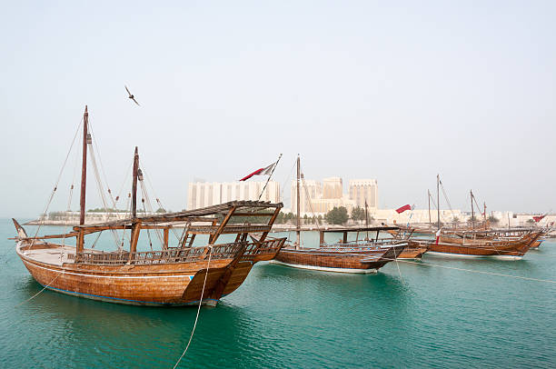 istock Boats (Dhow) mooring at Doha Corniche, Qatar 538687573
