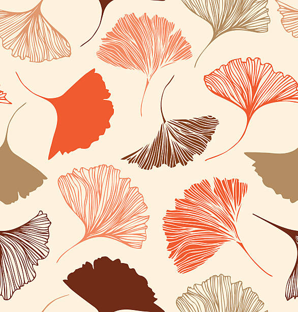 ilustraciones, imágenes clip art, dibujos animados e iconos de stock de sin fisuras florales patrón con belleza ginkgo hojas. - japanese maple leaf autumn abstract