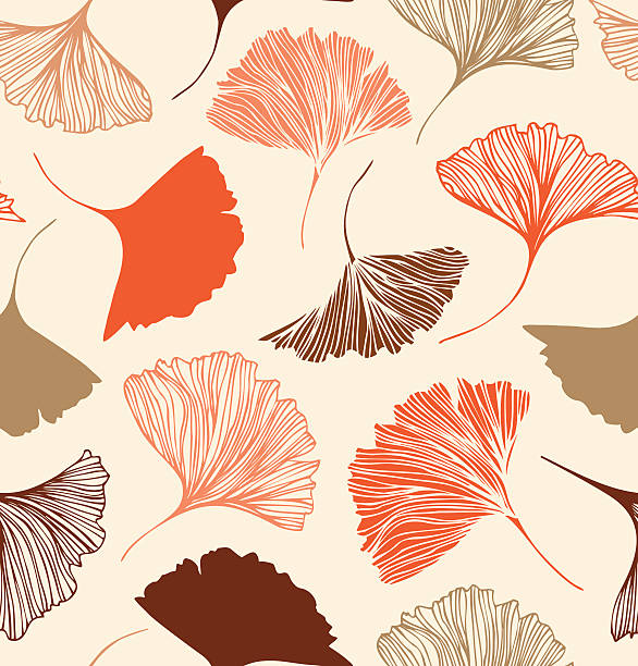 ilustrações, clipart, desenhos animados e ícones de estampa floral sem costura com beleza ginkgo folhas. - ginkgo tree