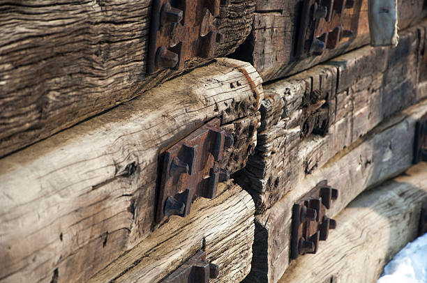 istock Wall from old railroad sleepers 538702731