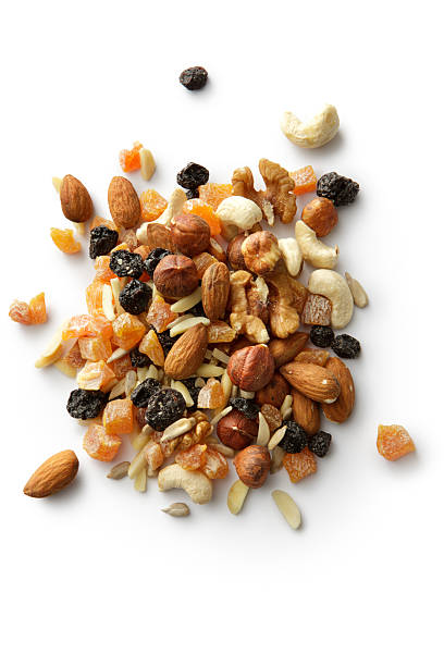 Nuts: Trail Mix More Photos like this here... dried fruit on white stock pictures, royalty-free photos & images