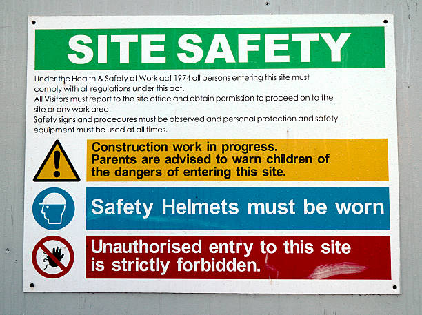 istock Construction site safety notice on wooden fence 538705789