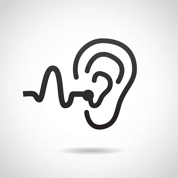 聴覚サポートアイコンの白い背景で隔離されます。 - equipment human ear sound music点のイラスト素材／クリップアート素材／マンガ素材／アイコン素材