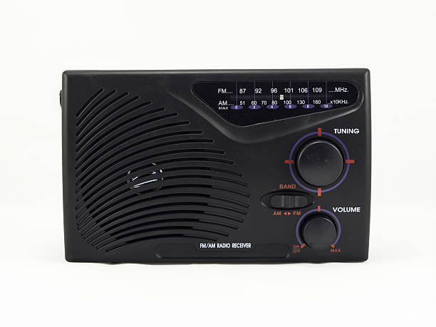 Black radio receiver on white background
