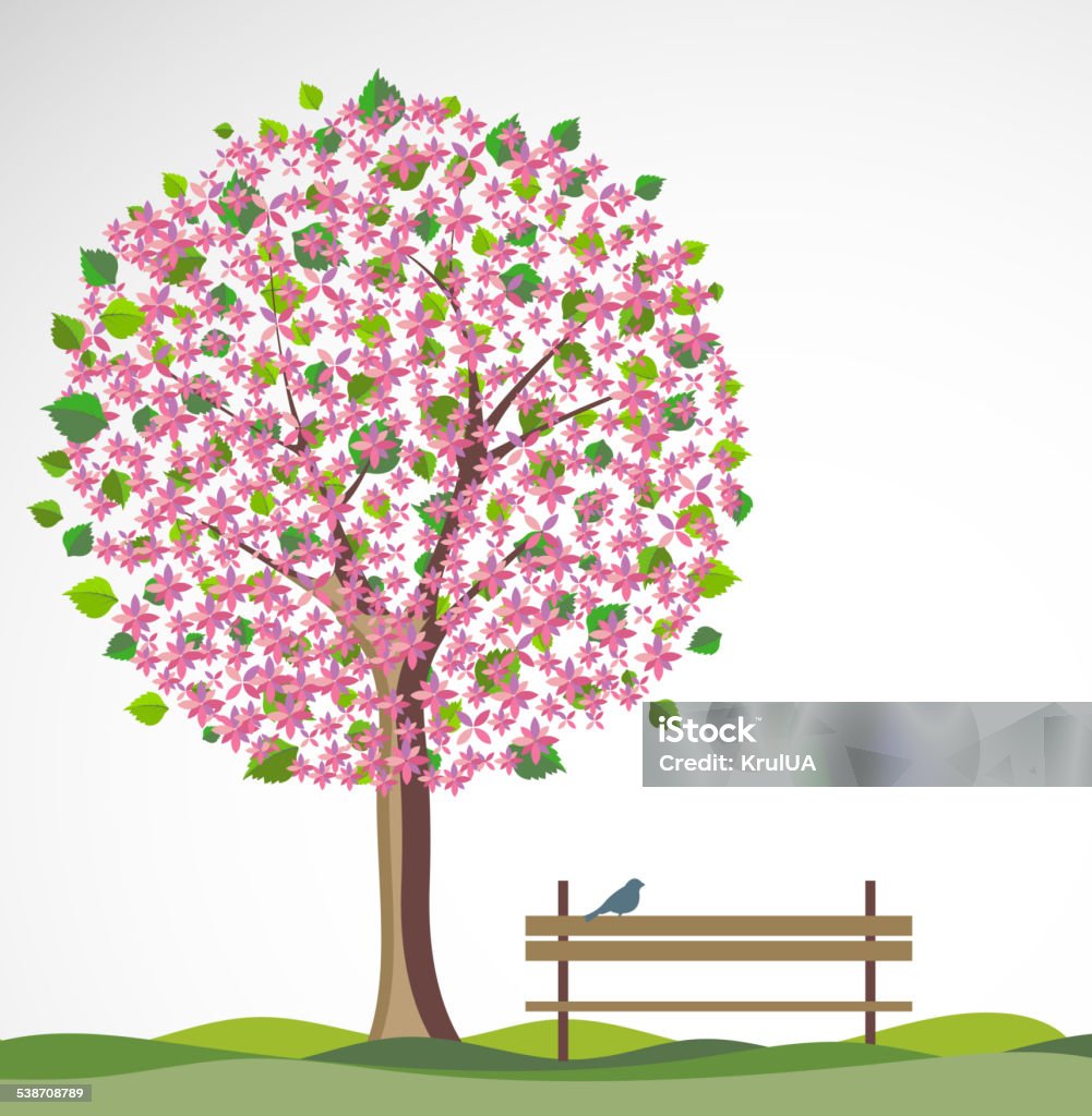 Tree Canvas Background Spring Spring Background With Flowering Tree Stock Illustration - Download ...