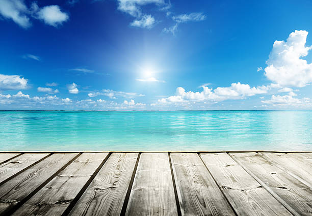 Caribbean sea and wooden platform