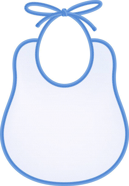 Baby bib with blue edging. Blank baby bib with blue edging. Newborn clothes. baby bib stock illustrations