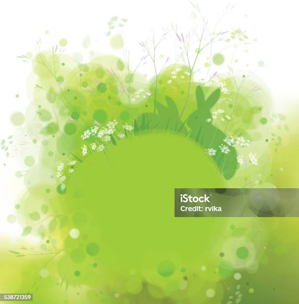 Vector Spring Background Rabbits In Grass Stock Illustration - Download Image Now - 2015, Abstract, Animal