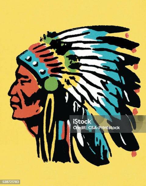 Portrait Of An Indian Chief Stock Illustration - Download Image Now - 2015, Adult, Adults Only