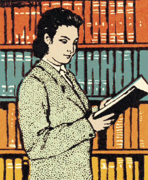person liest ein buch - professor librarian university library stock-grafiken, -clipart, -cartoons und -symbole