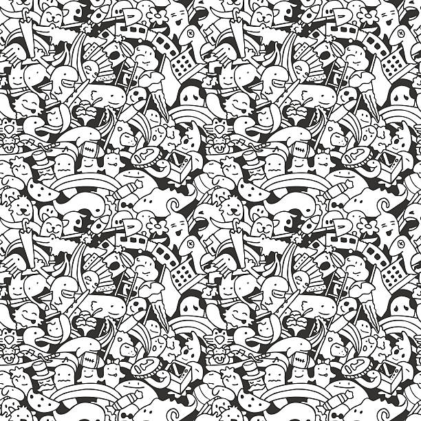 ilustrações de stock, clip art, desenhos animados e ícones de doodle_pattern - backgrounds humor cartoon fun