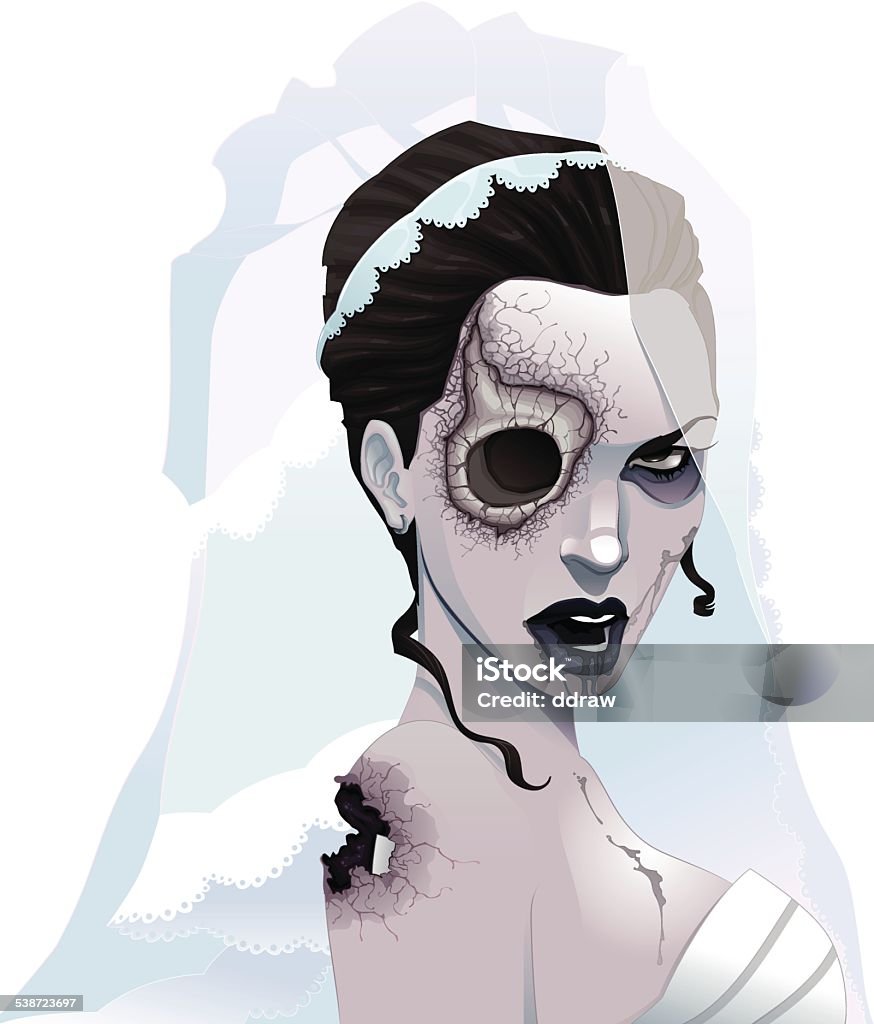 Zombie portrait Zombie portrait. Horror and vector illustration, isolated character. Bride stock vector