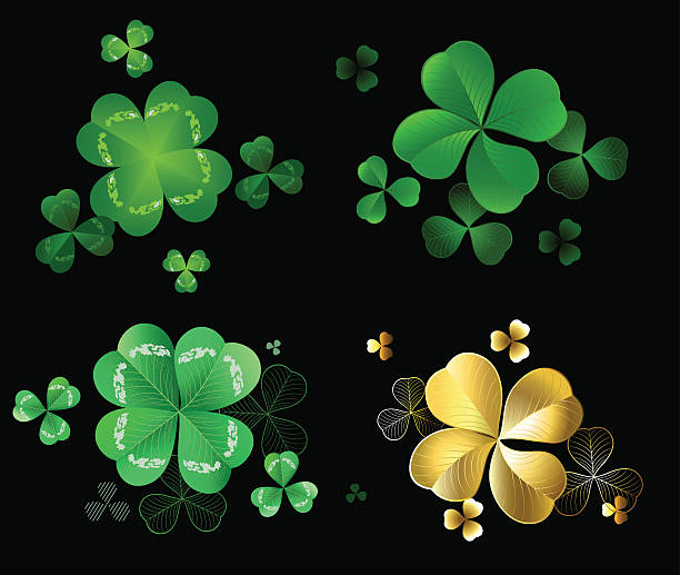 ilustrações, clipart, desenhos animados e ícones de conjunto de cabedal - clover leaf green spirituality