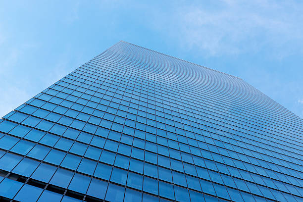 istock Skyscrapers from ground view with blue sky visible 538724059