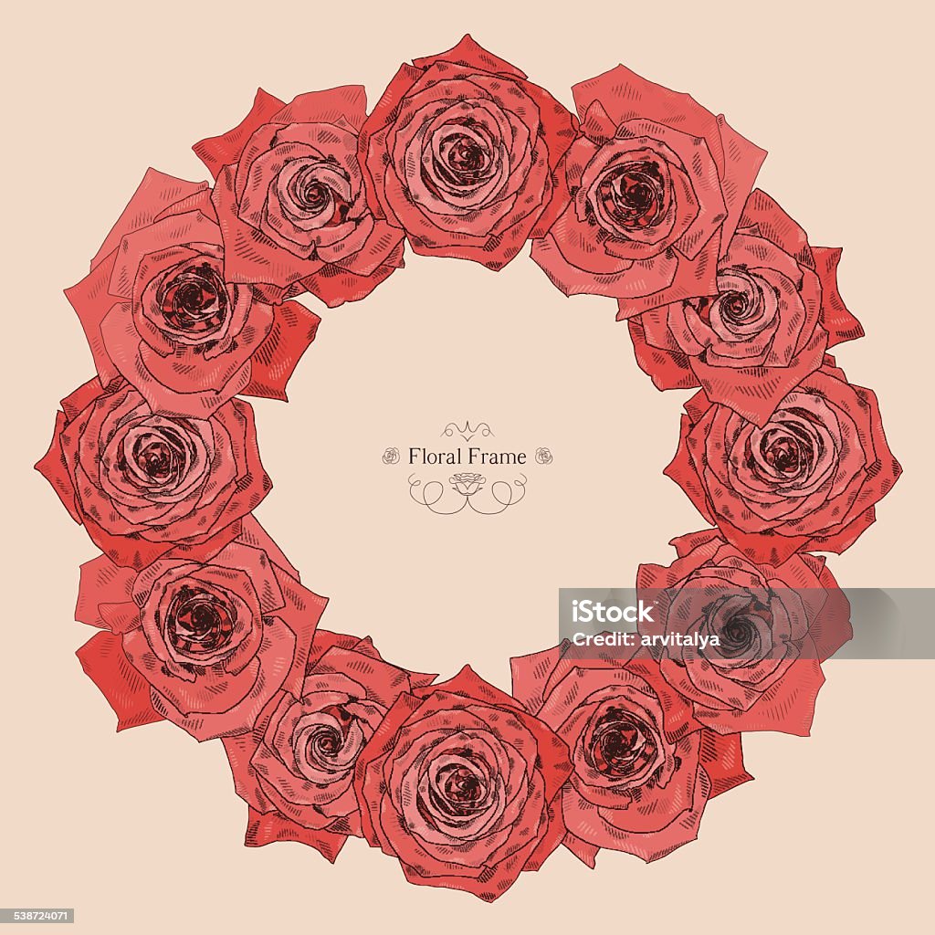 Rounded Roses Design Vector Round Frame With Beautiful Roses Stock Illustration - Download ...