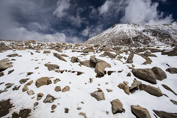 istock Mountain and snow on the way 538726039