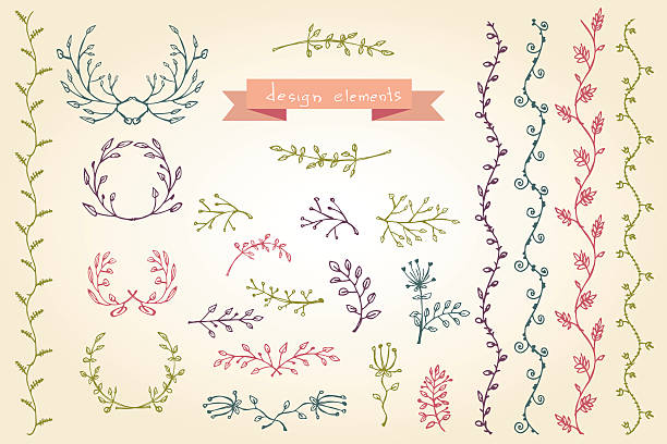 ilustraciones, imágenes clip art, dibujos animados e iconos de stock de elementos de diseño floral. marco floral de la colección. vector - plan flower arrangement single flower blue