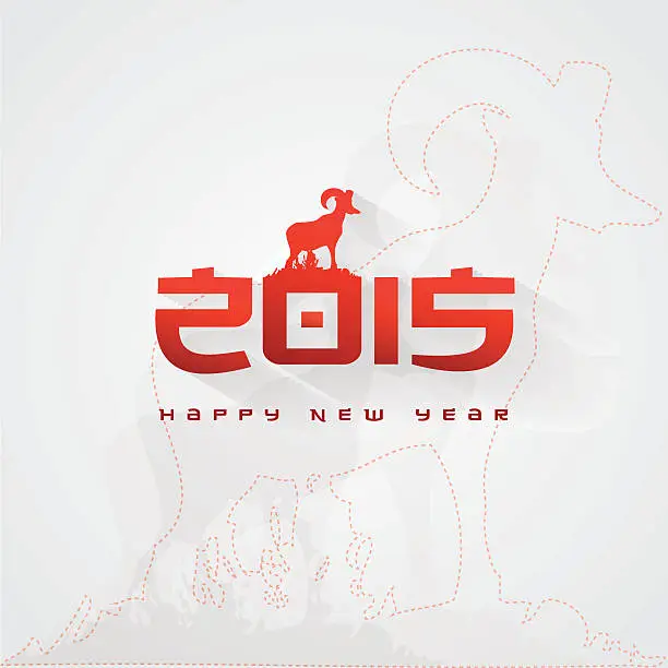 Vector illustration of happy chinese new 2015 year- year of the goat