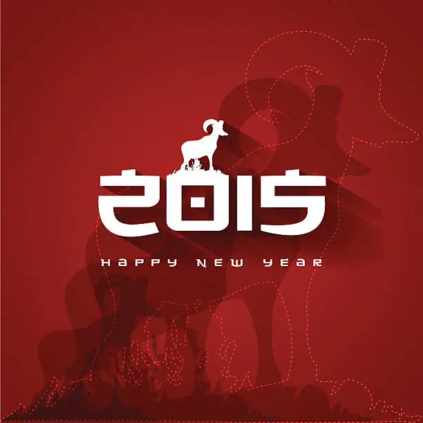 Vector illustration of happy chinese new 2015 year-year of the goat