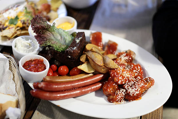 istock Plate with sausages and vegetables 538728709