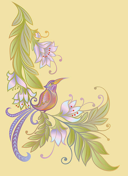 鳥の branch.flowers ます。自然の背景。 - bird singing music pattern点のイラスト素材／クリップアート素材／マンガ素材／アイコン素材