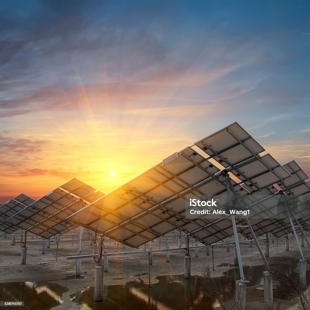 Power plant using renewable solar energy with sun 2015 Stock Photo