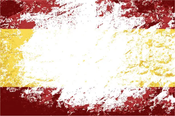 Vector illustration of Spanish flag. Grunge background. Vector illustration