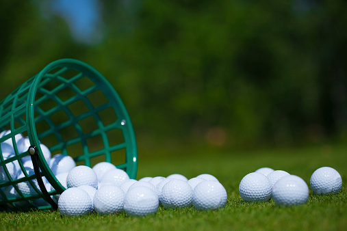 Golf Ball on Grass Close Up. 3D Render