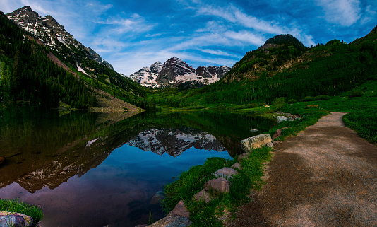 Large Panorama Maroon Bells Lake Mirror Reflections Rocky Mountain Perfection