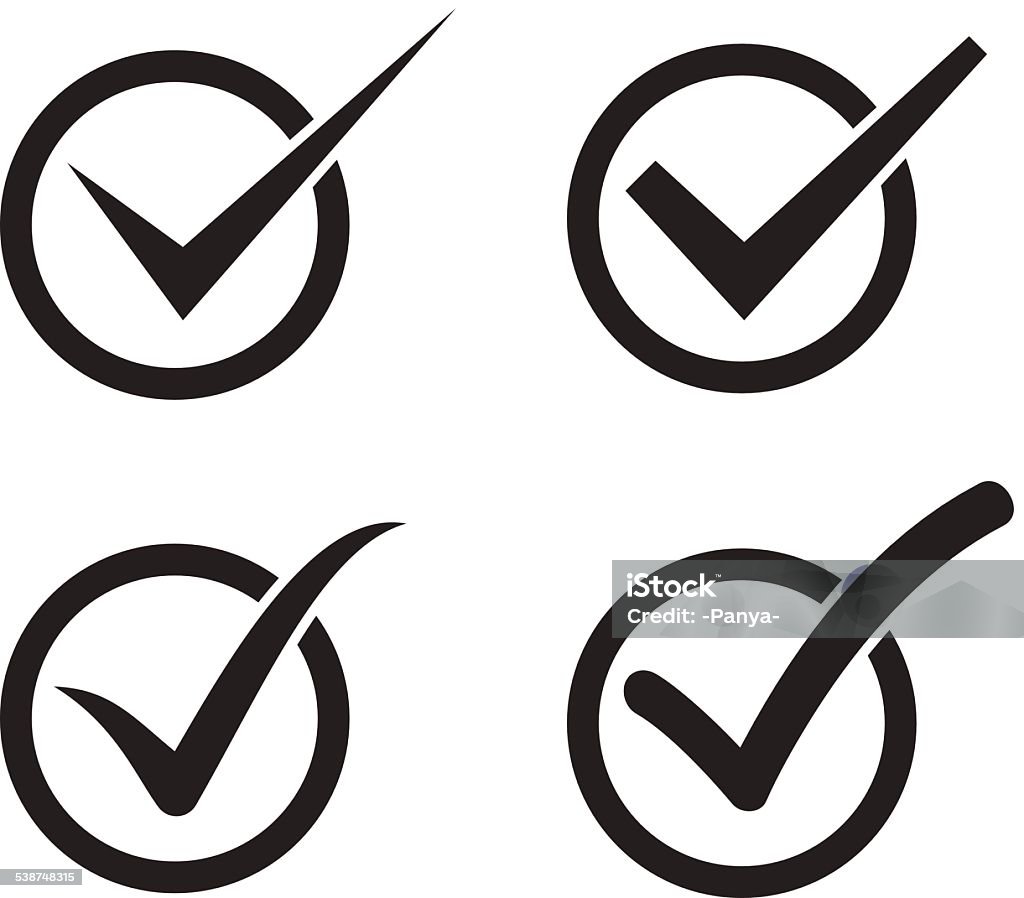 Set of check mark, check box icons 2015 stock vector