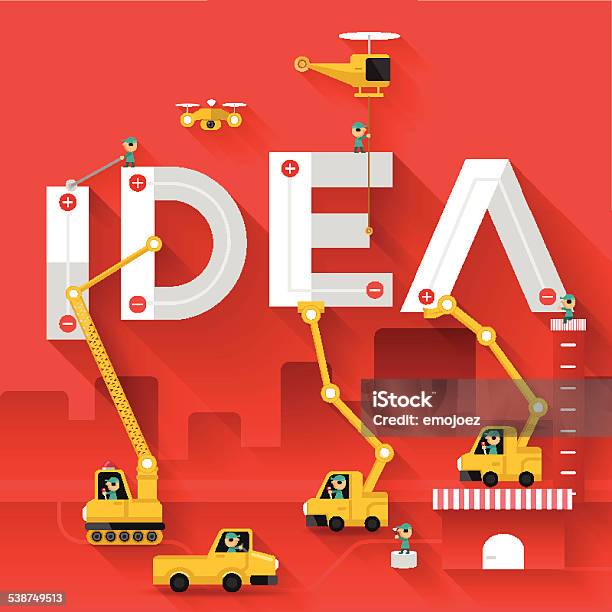 Idea Text Illustration In Construction Stock Illustration - Download Image Now - 2015, Achievement, Aspirations