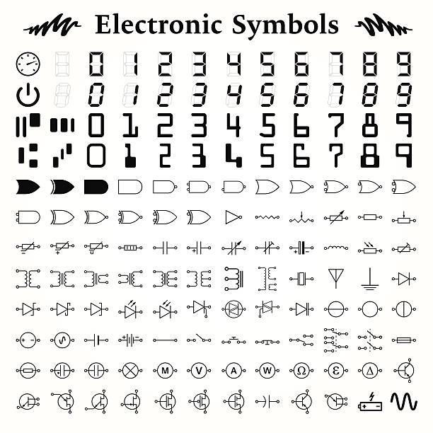 Eletrônica símbolos - ilustração de arte em vetor