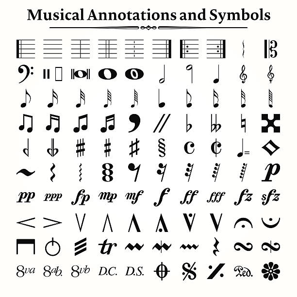 Símbolos musicais e anotações de - ilustração de arte em vetor