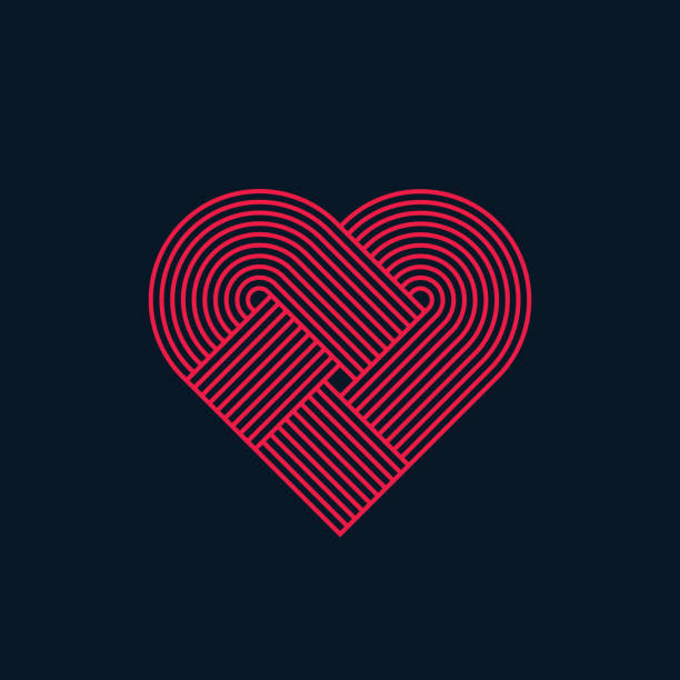 illustrations, cliparts, dessins animés et icônes de abstrait cœur, de twisted lignes, la ligne design - valentines day heart shape love symbol