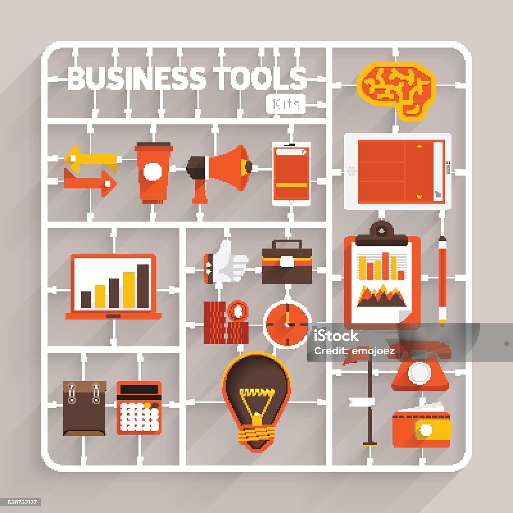 Business Tools Kits Vector flat design model kits for creative tools. Element for use to success creative thinking Model Kit stock vector