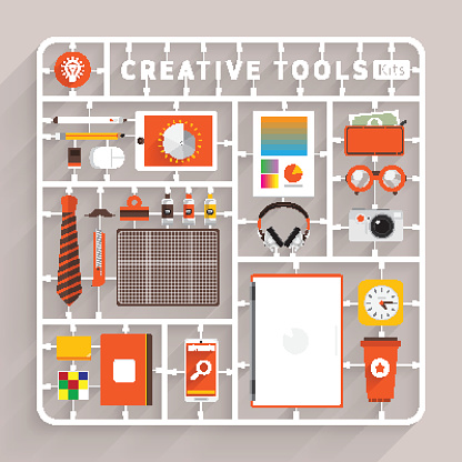 Vector flat design model kits for creative tools. Element for use to success creative thinking