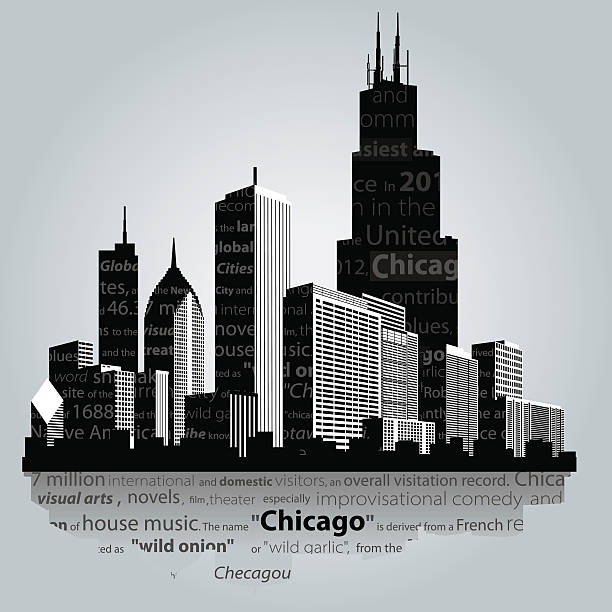 Chicago city. Vector. Chicago city silhouette. chicago stock illustrations