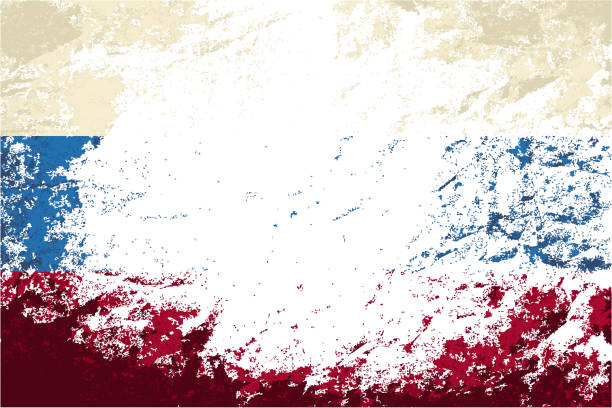 ilustrações, clipart, desenhos animados e ícones de bandeira russa. fundo grunge. vetor ilustração - flag russian flag russia dirty