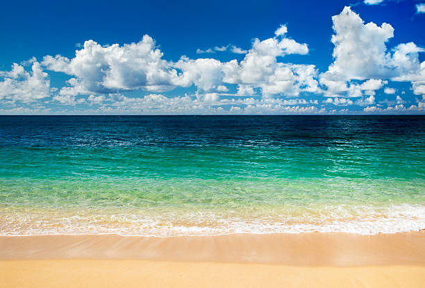 Calm summer day, Banzai Pipeline, North Shore, Oahu, Hawaii stock photo